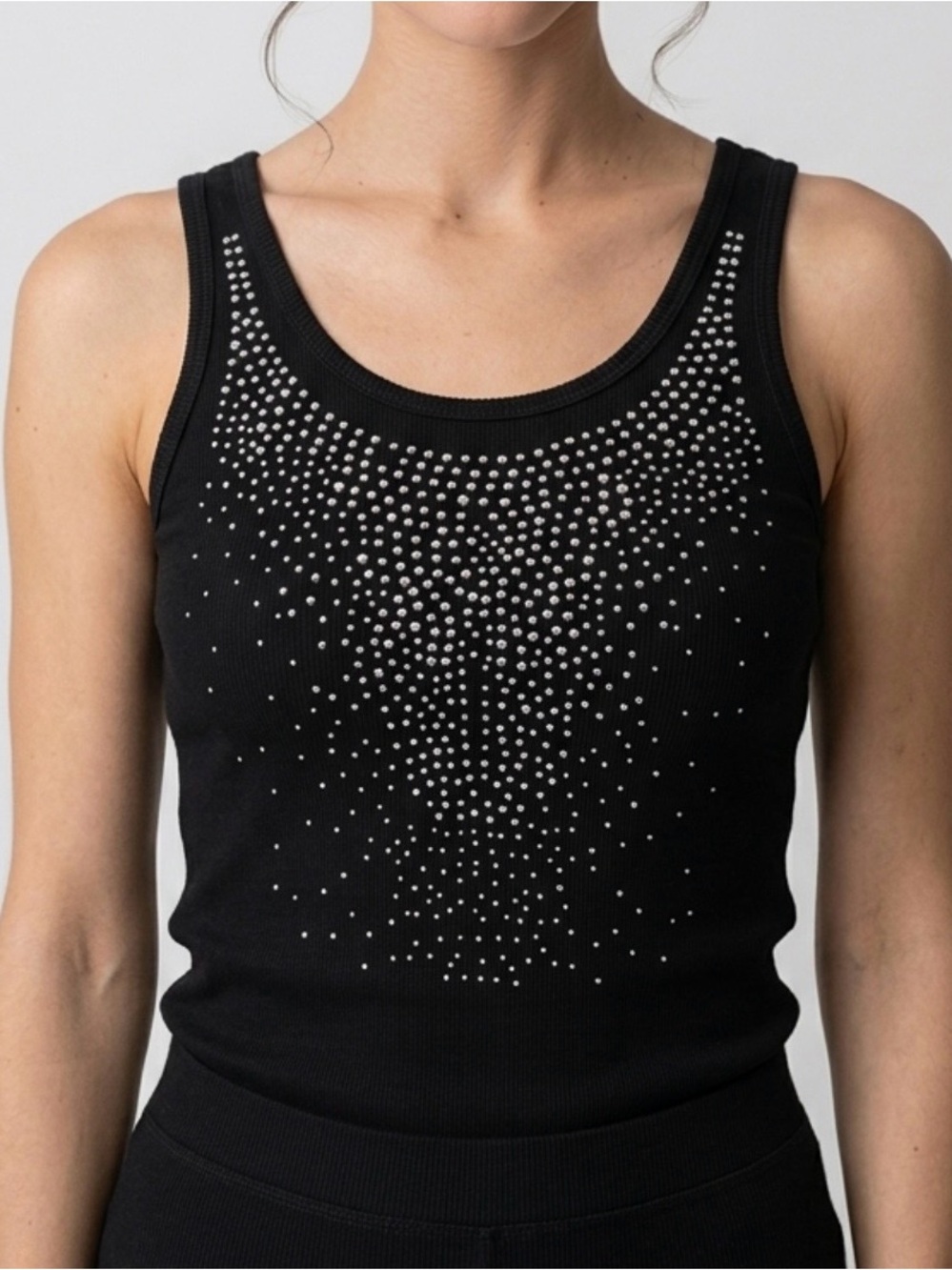 ISABELLA RODRIGUEZ Black Studded Scoop Neck Tank Top - Women